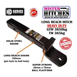 Ball Mount Heavy Duty 3650Kg 57mm Drop 31mm Rise, Long Solid Shank 322mm