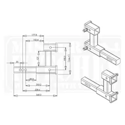 Dual Hitch Receiver Extension - Solid Shank 3500Kg