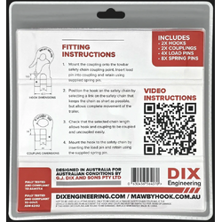Mawby Hook Trailer Safety Chain Coupling 13mm 2pk