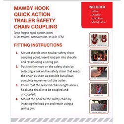 Mawby Hook Trailer Safety Chain Coupling 3.5T - Pair - Australian Stan – RV  Online