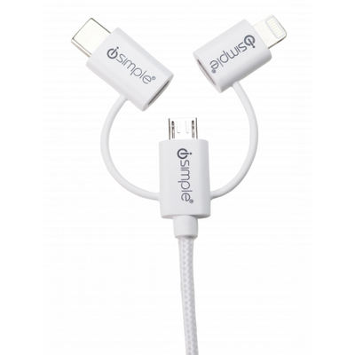 3 In 1 Charge / Sync Cable - White