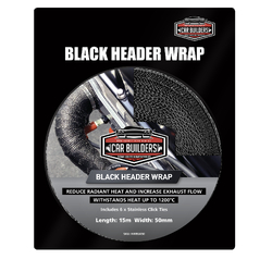 Car Builders Premium Black Titanium Exhaust Header Wrap 25mm x 15m