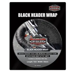 Car Builders Premium Black Titanium Exhaust Header Wrap 25mm x 15m