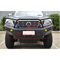 PSR Ambush Bar Nissan Navara NP300 Ambush Satin Black Triple Hoop Bar, Pre-Runner infill (no lift), Slimline Black Fairlead