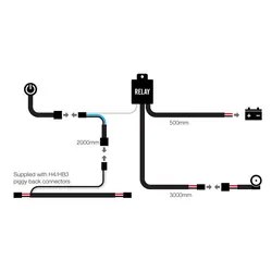 Roadvision LED Bar Light GEN2 Wiring Harness 12/24V with H4 & HB3 Piggy Back Connector RV LED Bar Light Switch Suit 1 Lamp up to 140W Roadvision