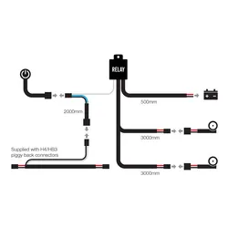 Roadvision Driving Light GEN2 Wiring Harness 12/24V with H4 & HB3 Piggy Back Connector RV Driving Light Switch Suit 2 Lamps Roadvision