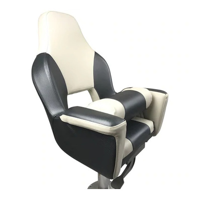 Deluxe Flip-Up Helmsman Seat White /Dark Grey Carbon