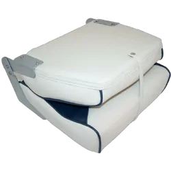 Bluewater Deluxe High Back Folding Seat - Dark Blue / Ivory White/Dark Blue