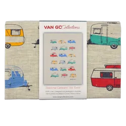 Van Go Collections Tea Towel Seasonal Collection Coloured Caravans