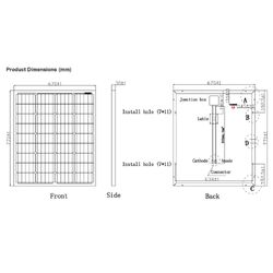Symmetry Solar PV 80w Module; Mono 12v 0.9m LH4 Connectors (30mm)