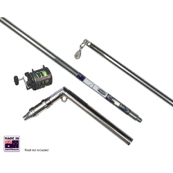 Hookem Teaser Dredge Extension Bar - Includes Reel Seat Only - Vertical Rod Holders Boom Length 90cm - 2 Piece