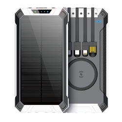 Uniden UPP200S 20000mAh Wireless Portable Solar Power Bank with Built-in Charging Cables