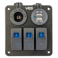 VES 3 way Switch Panel & Waterproof Accessory Sockets