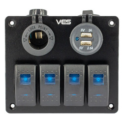 VES 4 Way Switch Panel & Waterproof Accessory Sockets