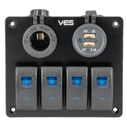 VES 4 Way Switch Panel & Waterproof Accessory Sockets