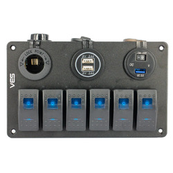 VES 6 Way Switch Panel Waterproof & Accessory sockets