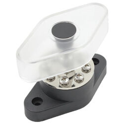 VES Round Bus Bar Black - M10 Single Stud - M4 Eight Stud - 150amp Rated @ 12v