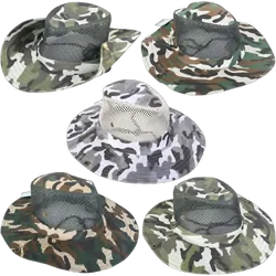 Wildtrak Hat Wide Brim Camo 4 Asst With Clips Neck Cord 37Cm Ac Cc0014