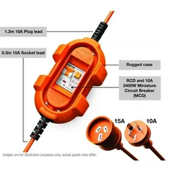 Ampfibian Mini 15A To 10A Power Adapter With RCD & Overload Protection + 12m Lead