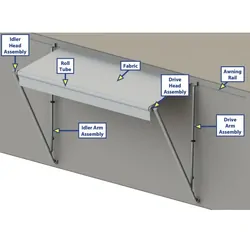 Lippert Solera Awning Parts - Inner Arm Kit + Bottom Foot Kit (L) - Pc Black. 798883