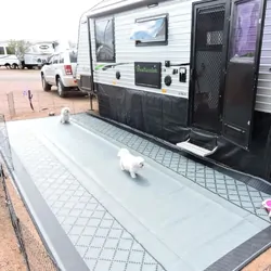 Affordable Camping Mats Annex Mat Crisscross Plain Centre Mid Grey/Black 3.0 x 1.8m