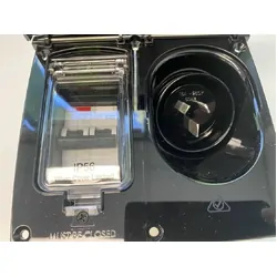 CMS 15A Single 15A Autoswitch Inlet Black w/ RCD Switch -Ip44. Jilcbbk-A