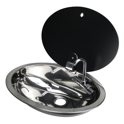 Sink Oval With Lid And Tap 304 Stainless Steel (Mixer Hot / Cold)