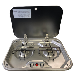 Sphere 2BNR Gas Drop In Stove & Lid With Piezo Ignition - 480 x 370 x 50mm