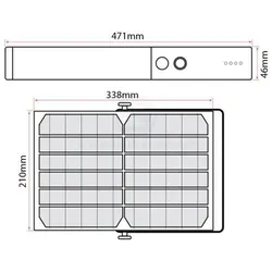 Light LED batten with motion sensor & remote solar panel charger 950lu