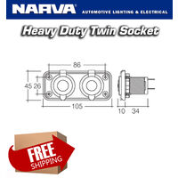 Narva Heavy Duty Twin Accessory Socket