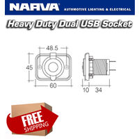 Narva Dual USB Single Socket