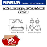 Narva Heavy Duty Twin Surface Mount Accessory Sockets