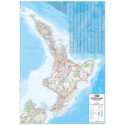 North Island New Zealand Map - 700x1000 - Laminated