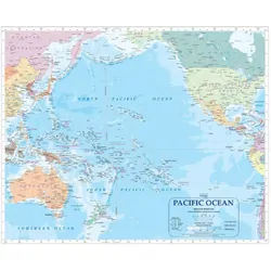 Pacific Ocean Map - 862.5x700 - Laminated