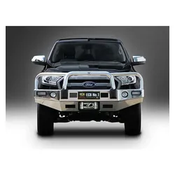 ECB Big Tube Bar Winch Compatible w/Lights to Suit Ford Ranger PX MKII 4WD Highrise 07/15-08/18 Silver Hammer Tone