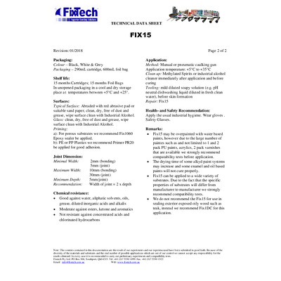 FixTech Fix15 Multi-purpose Adhesive Sealant White (NON YELLOWING) 290mL Cartridge