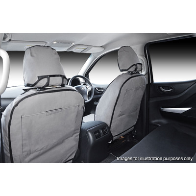 Msa Front Twin Buckets (Airbag Seats) With D/Only Lumbar Lever + Console Cover + Lumbar Support - Msa Premium Canvas Seat Covers To Suit Mazda Bt50 - 