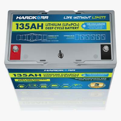 Hardkorr 135Ah Cold Climate Lithium (LiFePO4) Deep Cycle Battery w/Bluetooth