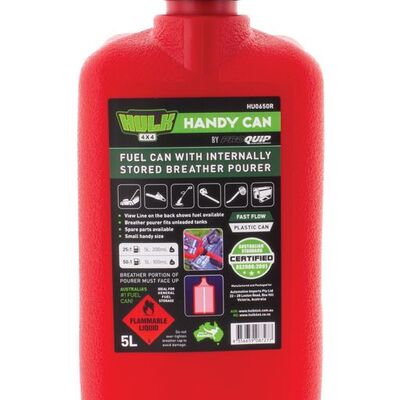 Hulk 4x4 5Lt Plastic Handy Fuel Can Red With Pourer All Type Of Fuel