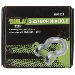 Hulk 4x4 Bow Shackle 3250Kg Galvinised Body Dia 16Mm Pin Dia 19Mm
