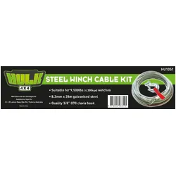 Hulk 4x4 Steel Winch Cable Replacement To Suit 9500Lb 8.33Mm X 28M Galvin