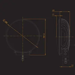 7" LED DRIVING LAMP FLOOD/SPOT BEAM 28Deg 9-36V 60 Watt BLACK
