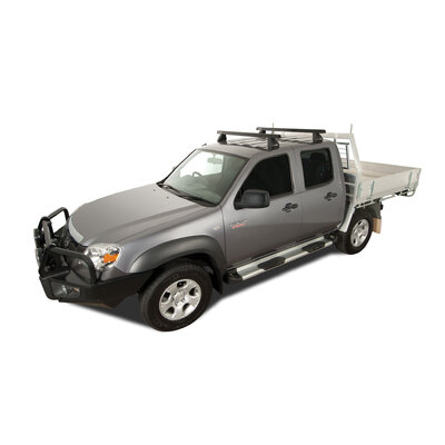 Rhino Rack Heavy Duty 2500 Black 2 Bar Roof Rack For Mazda Bt50 2Dr Ute Freestyle Cab 12/06 To 10/11