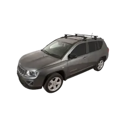 Rhino Rack Euro 2500 Black 2 Bar Roof Rack For Jeep Compass Mk 4Dr Wagon With Flush Rails 03/07 To 03/10