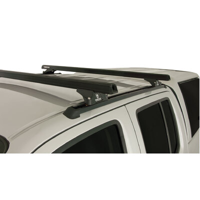 Rhino Rack Heavy Duty Rltp Trackmount Black 2 Bar Roof Rack For Nissan Navara D40 (Rx) 4Dr Ute Dual Cab 11/05 To 06/15