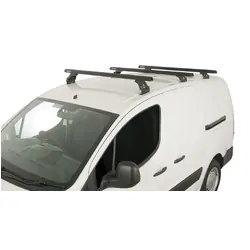 Rhino Rack Heavy Duty Rltf Black 3 Bar Roof Rack For Peugeot Partner Gen2 2Dr Van 08 To 18