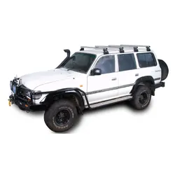 Rhino Rack Heavy Duty Rl110 Silver 4 Bar Roof Rack For Toyota Landcruiser 80 Series 4Dr 4Wd 05/90 To 03/98