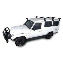 Rhino Rack Heavy Duty Rl210 Black 3 Bar Roof Rack For Toyota Landcruiser 75/77 Series 2Dr 4Wd Troop Carrier 01/85 To 01/99