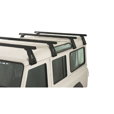 Rhino Rack Heavy Duty Rl210 Black 4 Bar Roof Rack For Land Rover Defender 110 4Dr 4Wd (Incl. Hard Top) 03/93 To 20