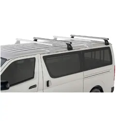 Rhino Rack Heavy Duty Rl150 Silver 2 Bar Roof Rack For Toyota Hiace Gen 4 2Dr Van 11/89 To 02/05